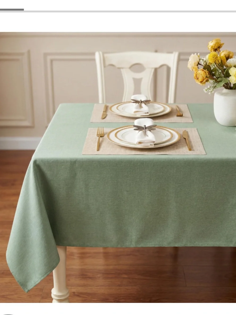 Textured Linen Tablecloth Waterproof Wrinkle-Free RECTANGULAR 60x104” SAGE GREEN